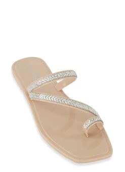 Rhinestone Toe Loop Slide Sandals