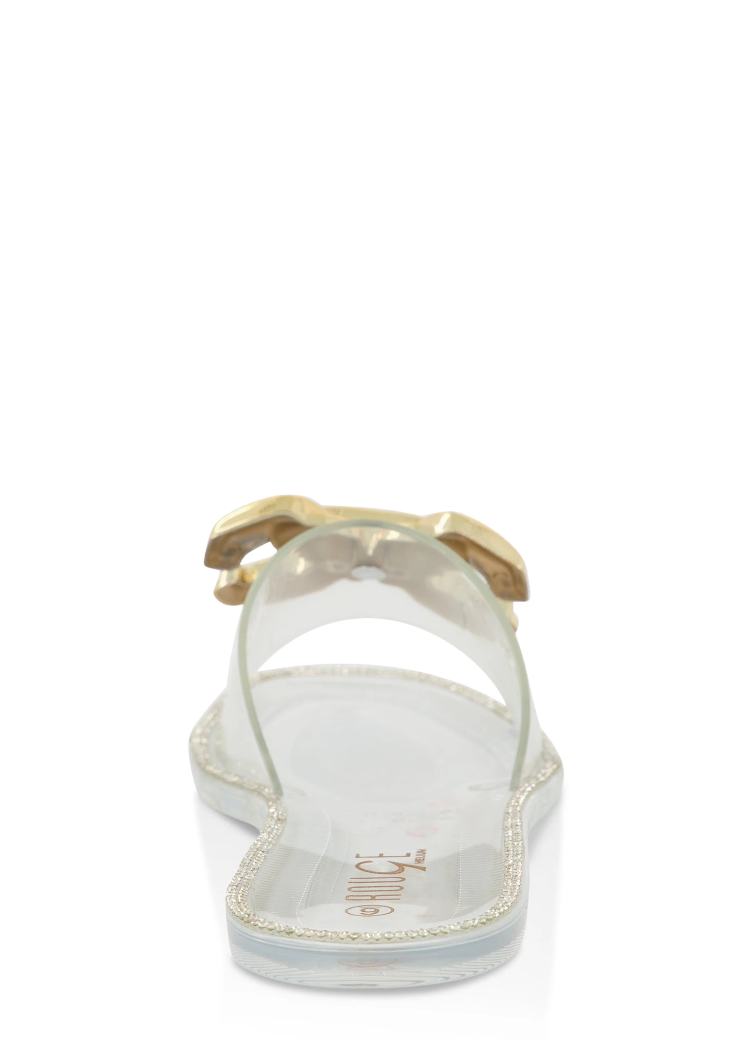 Metallic Buckle Flat Jelly Sandals - Image 3