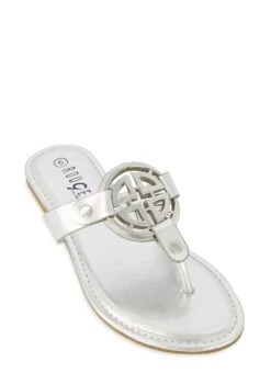 Geometric Pendant Thong Slide Sandals
