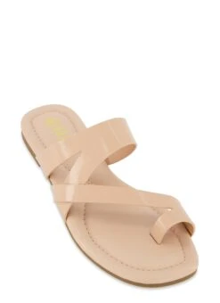 Toe Loop Asymmetrical Band Slide Sandals