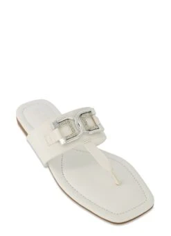 Rhinestone Buckle Flat Sandals