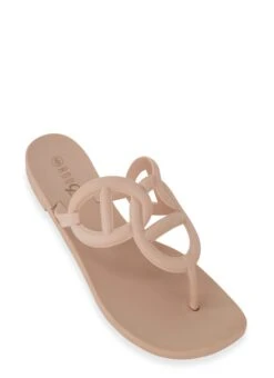 Solid Cut Out Thong Sandals