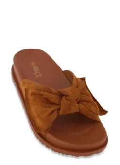 Knotted Bow Band Slide Sandals