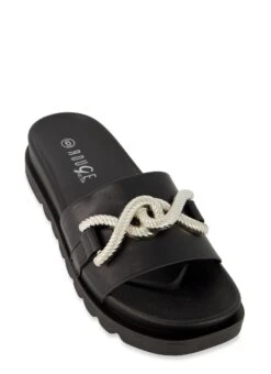 Metallic Knot Slide Sandals