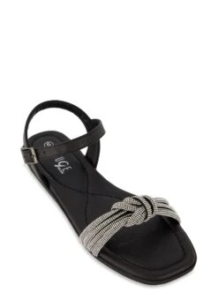 Rhinestone Knotted Band Flat Sandals