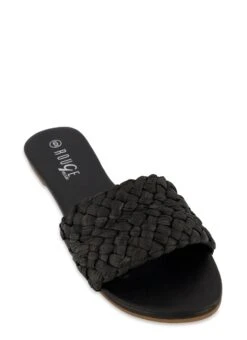 Solid Braided Single Band Slide Sandals