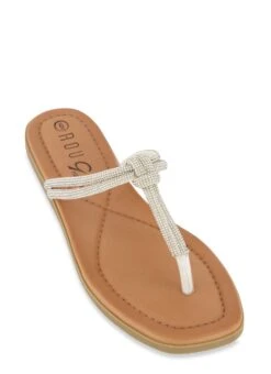 Square Toe Rhinestone Thong Sandals