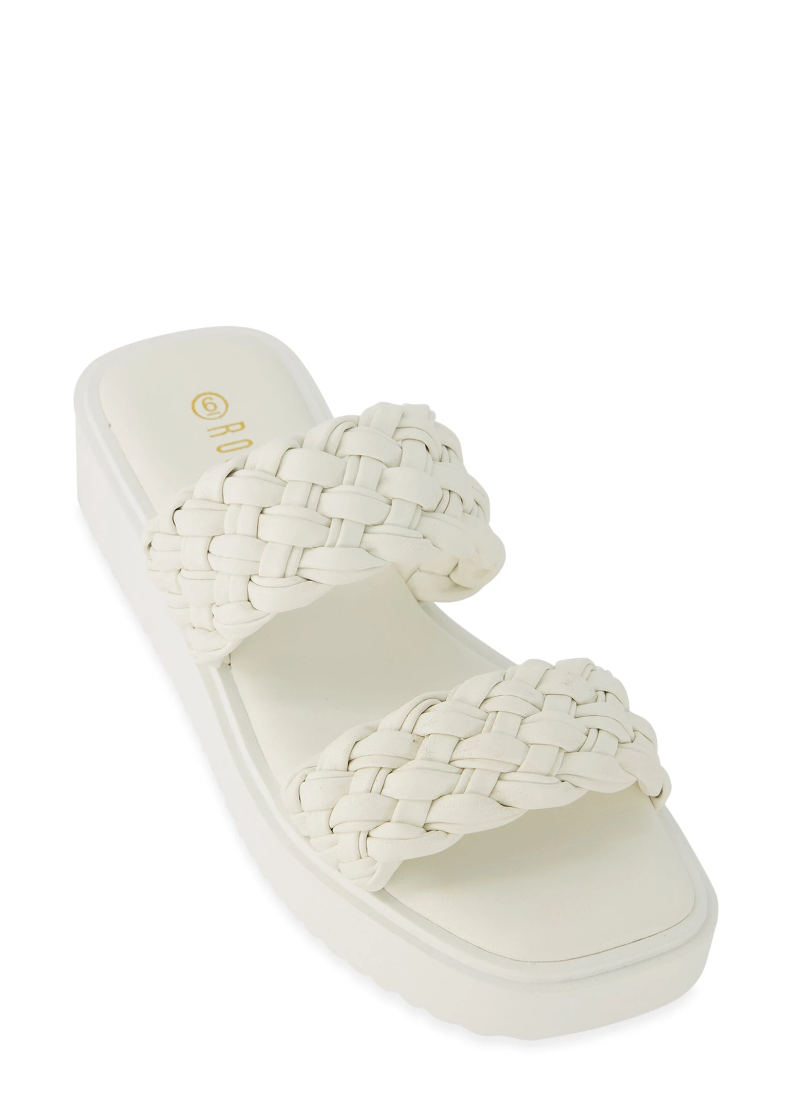 Double Braided Band Platform Slide Sandals