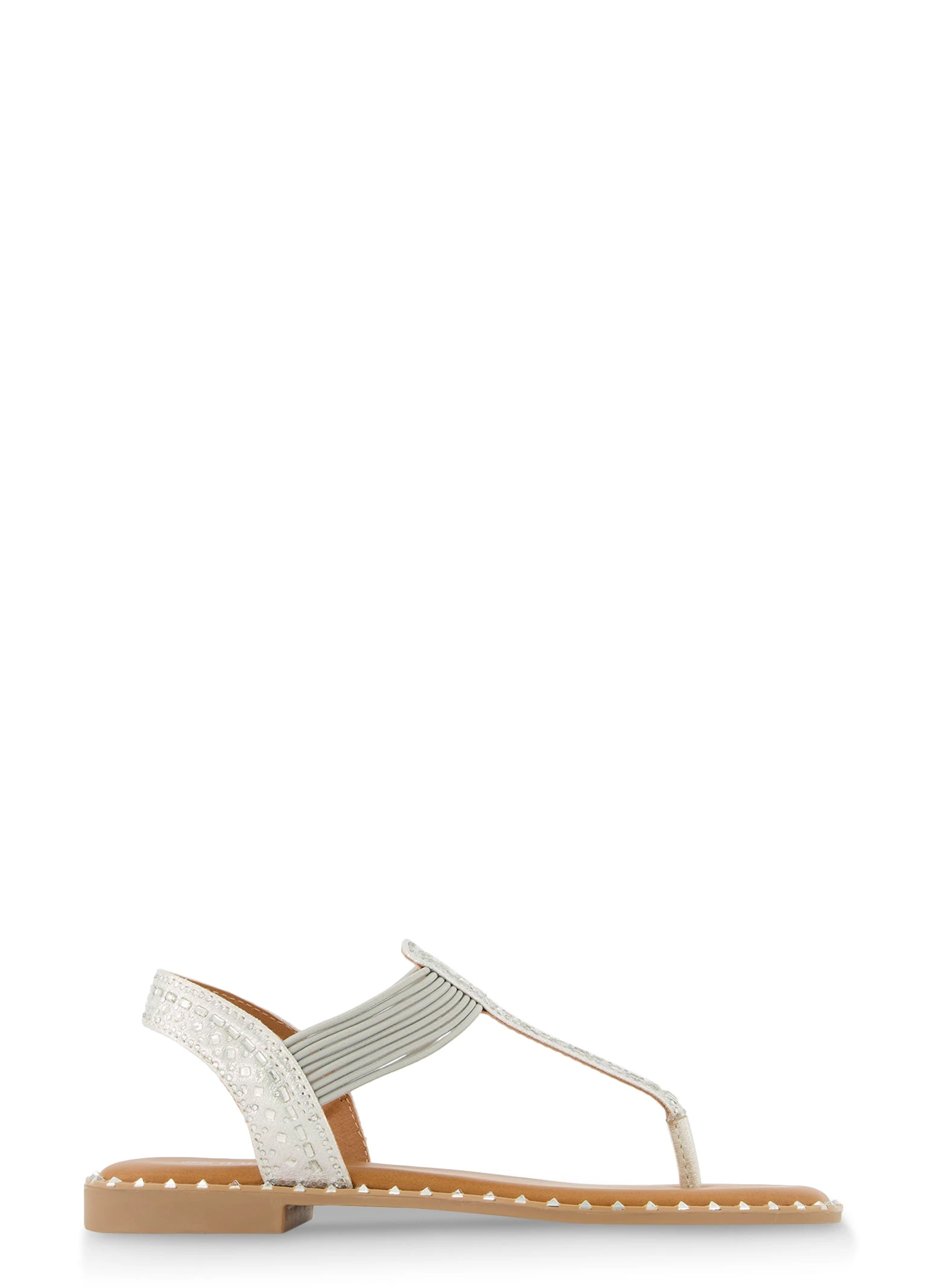 Studded Trim Rhinestone Corded Thong Sandals - Image 2