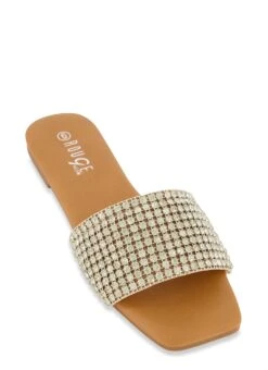 Rhinestone Single Band Slide Sandals