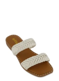 Studded Trim Braided Band Sandals