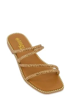 Strappy Rhinestone Flat Sandals