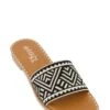 Studded Trim Aztec Band Slide Sandals