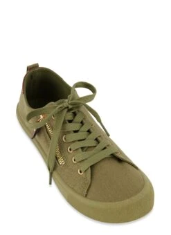 Lace Up Low Top Zipper Detail Sneakers