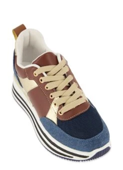 Striped Sole Lace Up Platform Sneakers