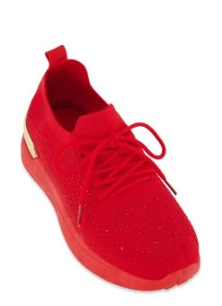 Rhinestone Lace Up Sneakers