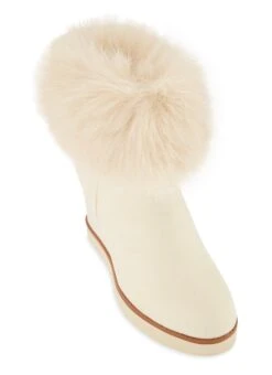 Faux Fur Cuff Wedge Booties