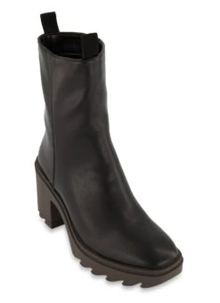 Faux Leather Lug Sole Boots