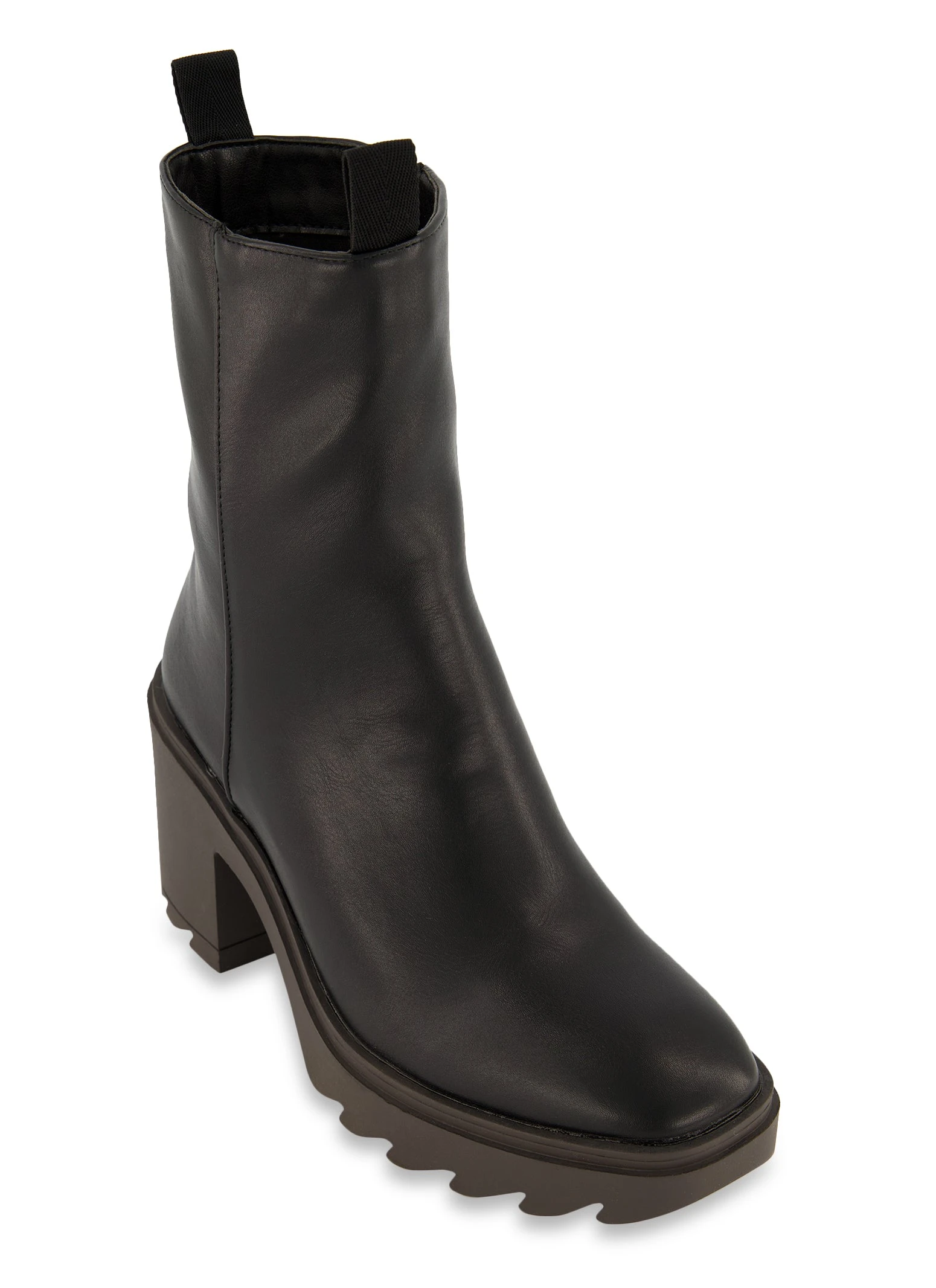 Faux Leather Lug Sole Boots