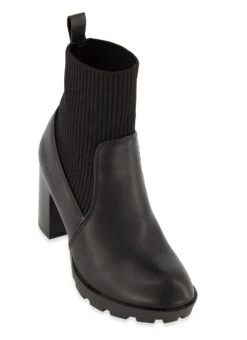 Ribbed Knit High Heel Booties