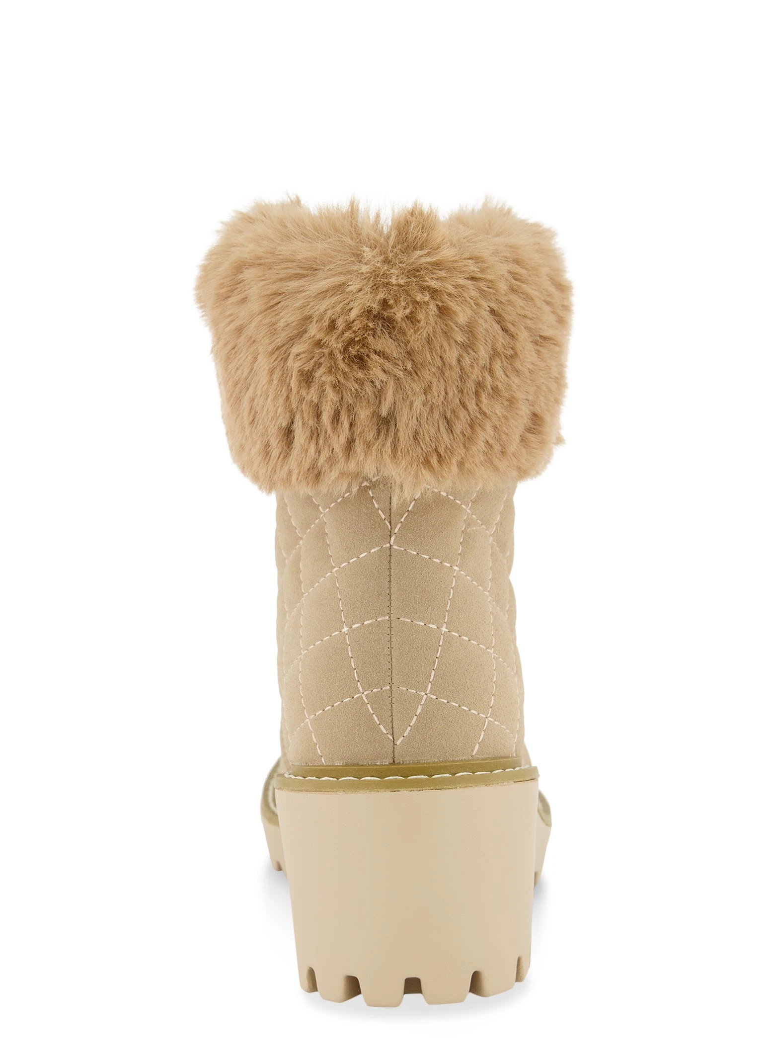 Faux Fur Trim Lace Up Wedge Booties - Image 3