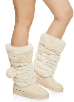 Faux Fur Pom Pom Tall Boots
