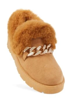 Chain Detail Faux Fur Lined Boots