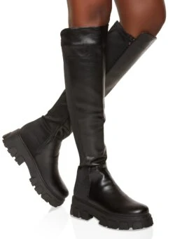 Elastic Back Lug Sole Boots