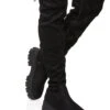 Tie Back Lug Sole Over The Knee Boots