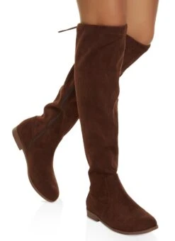 Solid Drawstring Tall Boots