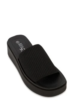 Rib Knit Band Wedge Sandals