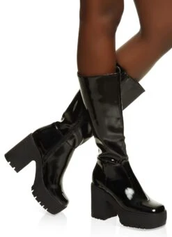Zip Platform Block Heel Boots