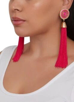 Beaded Detail Tassle Earrings