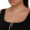 Rhinestone Twist Lariat Necklace And Stud Earrings