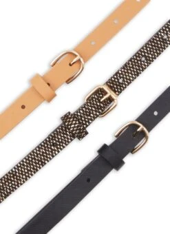 Glitter Metallic Buckle Belts - 3 Pack