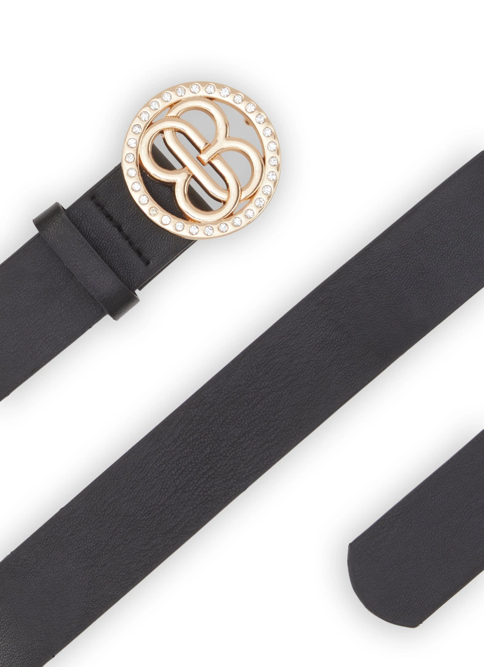 Rhinestone Metallic Buckle Faux Leather Belt - Image 2