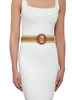 Wooden Buckle Straw Belt