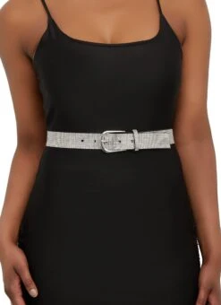 Faux Suede Rhinestone Wrapped Belt