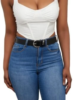 Faux Leather Studded Loop Belt