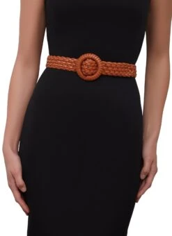 Faux Leather Braided Buckle Belt
