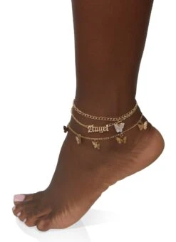 Angel Butterfly Charm Anklet Trio