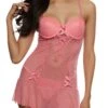 Patterned Lace Convertible Babydoll And G String