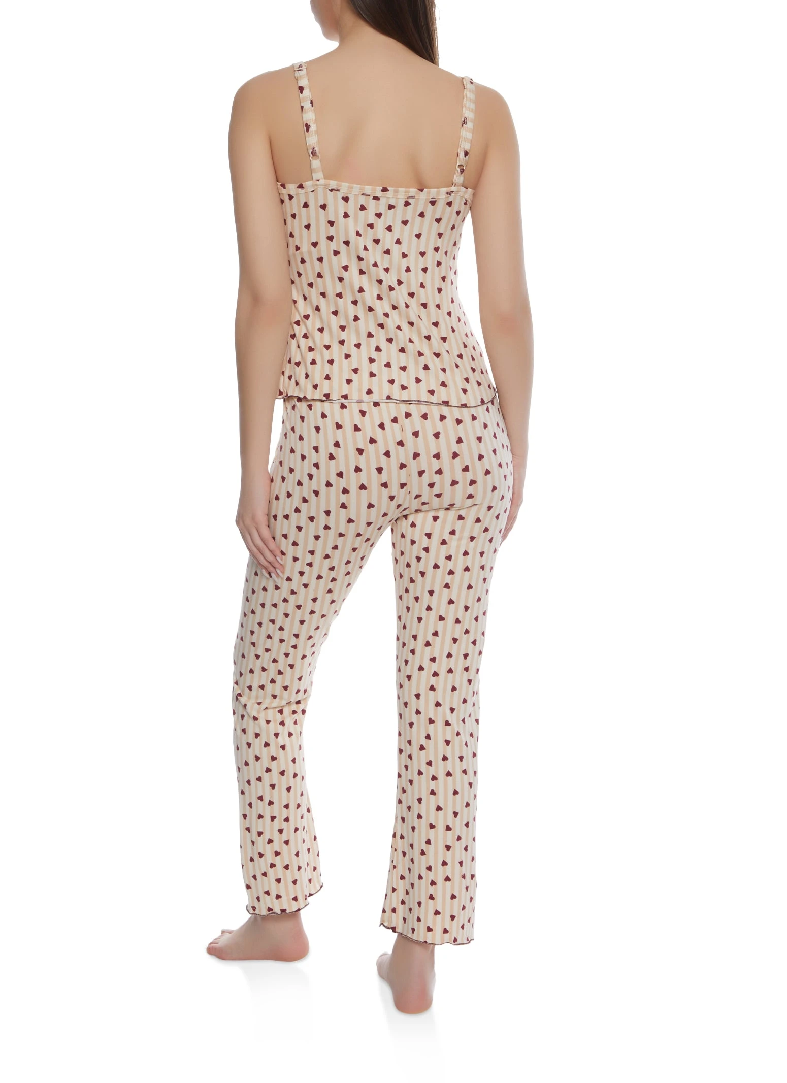 Stripe Heart Printed Pajama Cami And Pants - Image 2