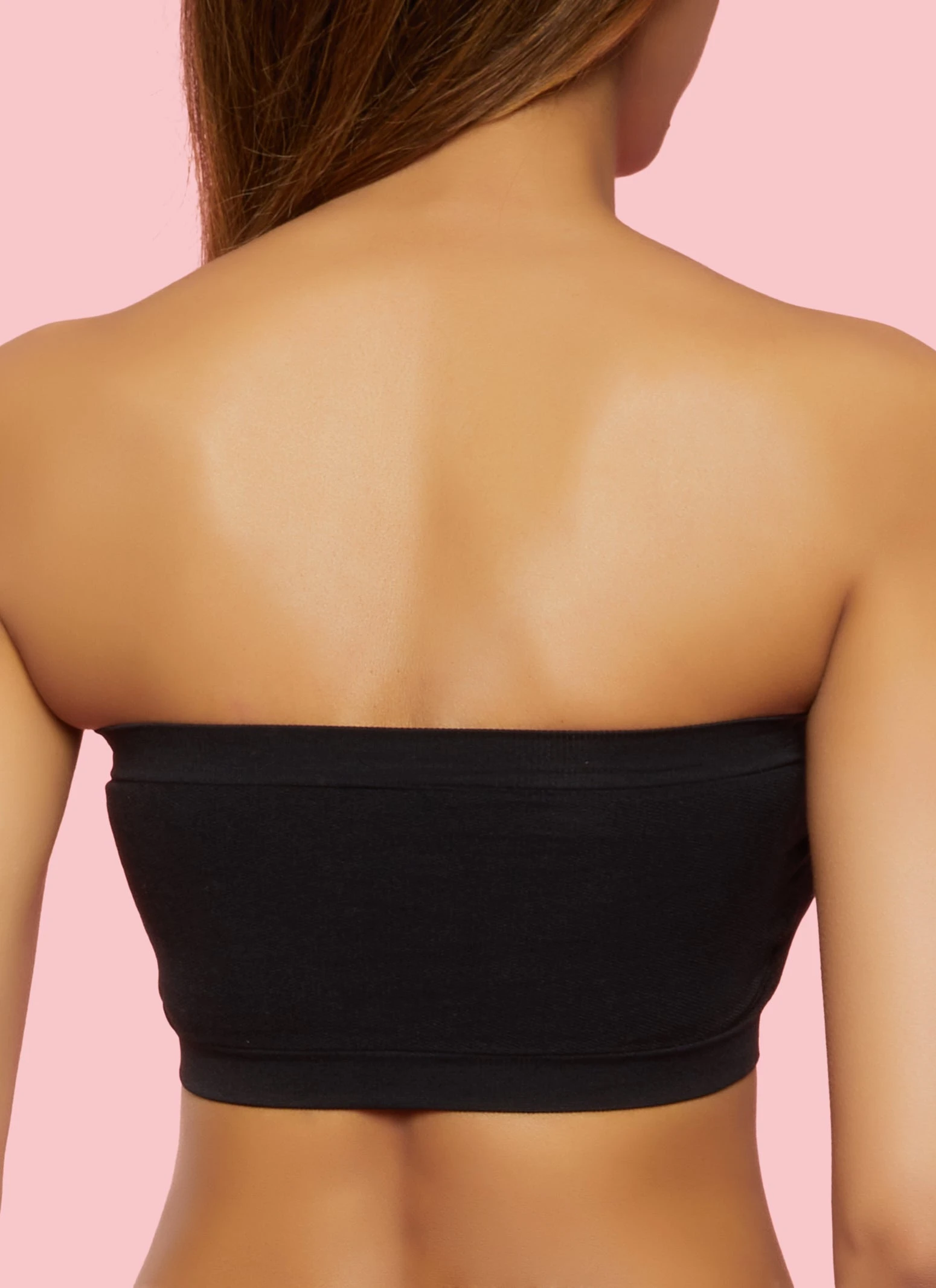 Black Seamless Bandeau Bra - Image 2