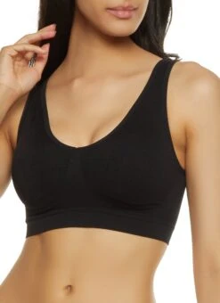 V Neck Solid Padded Sports Bra
