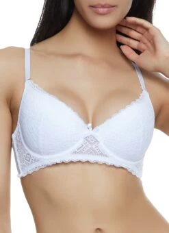 Convertible White Lace Plunge Bra
