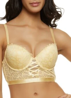 Lace Longline Caged Front Plunge Bra