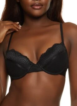 Fishnet Detail Lace Plunge Bra
