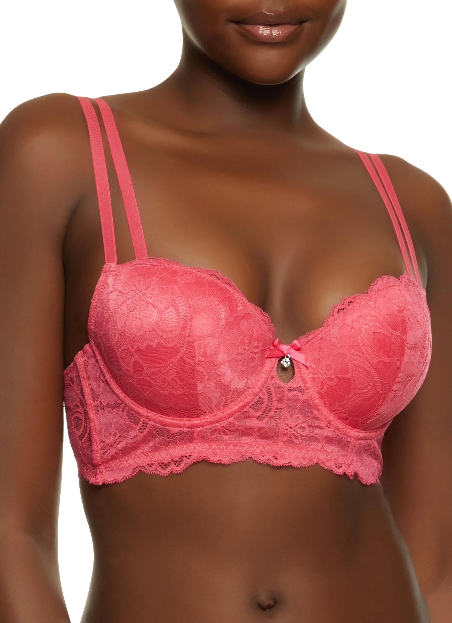 Double Strap Keyhole Lace Plunge Bra