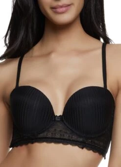 Shadow Stripe Lace Balconette Bra | Converts To Strapless